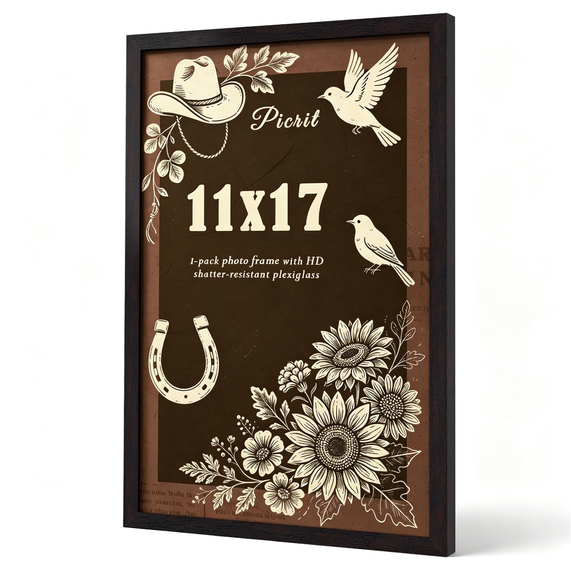 Photo 1 of Picrit 11x17 Picture Frame, Poster Frame for Wall Mounting, Walnut