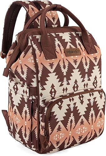 Wrangler Aztec Backpack - Mochila organizada para bebé, con correa para cochecito y bolsillos laterales para botellas, WG2204-9110BR