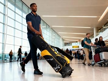 A99 Golf Travel Bag CarryOn Rolling Wheel Golf cart Bag case with TSA Lock and Protection Cover, Protect Your Club for Safe Transport