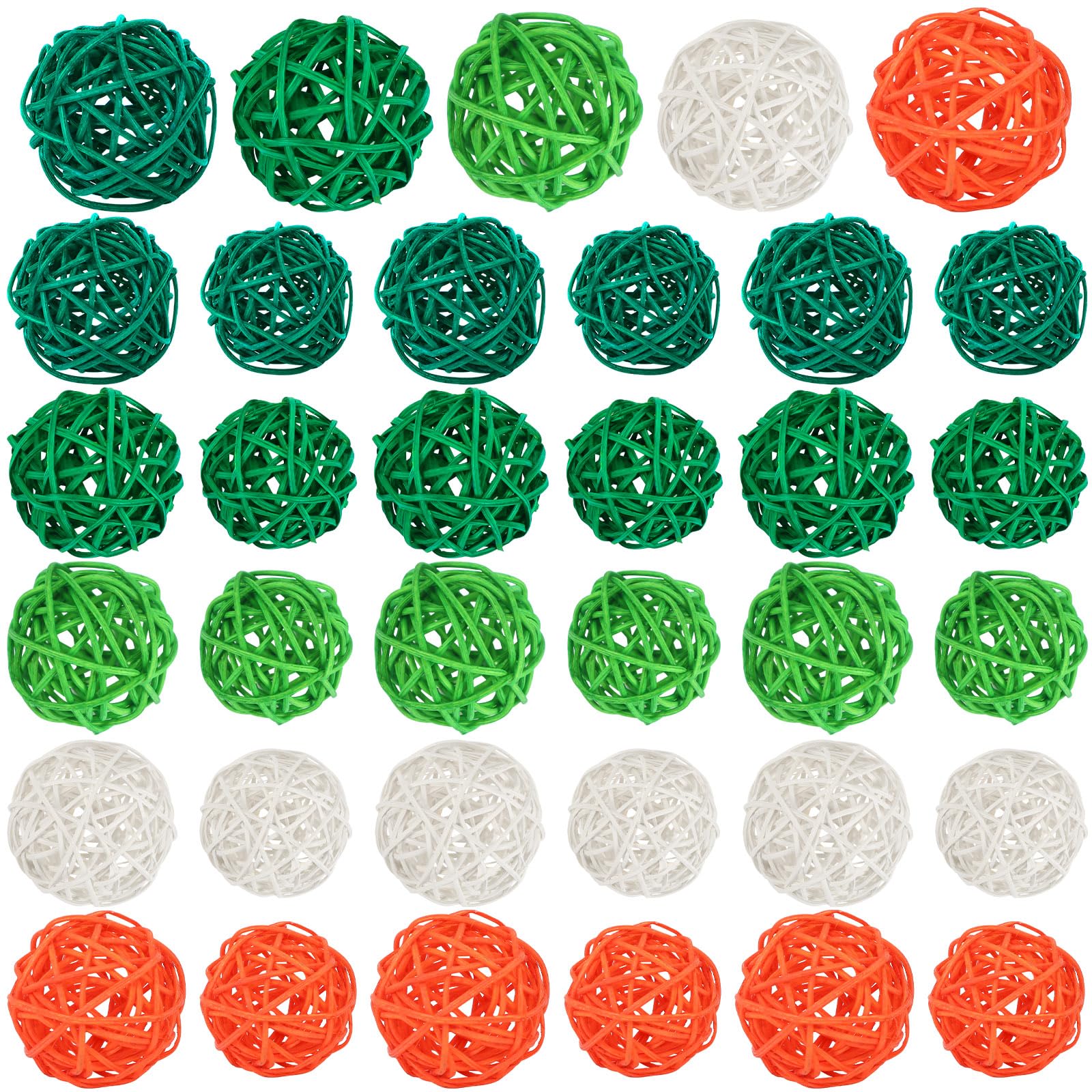 NOVWANG 40 Pcs St. Patrick's Day Green Rattan Balls Decorations Centerpieces Vase Bowl Fillers Wicker Ball for Irish St. Patrick's Day Party Decorative Table Hanging Home Decor DIY Crafts