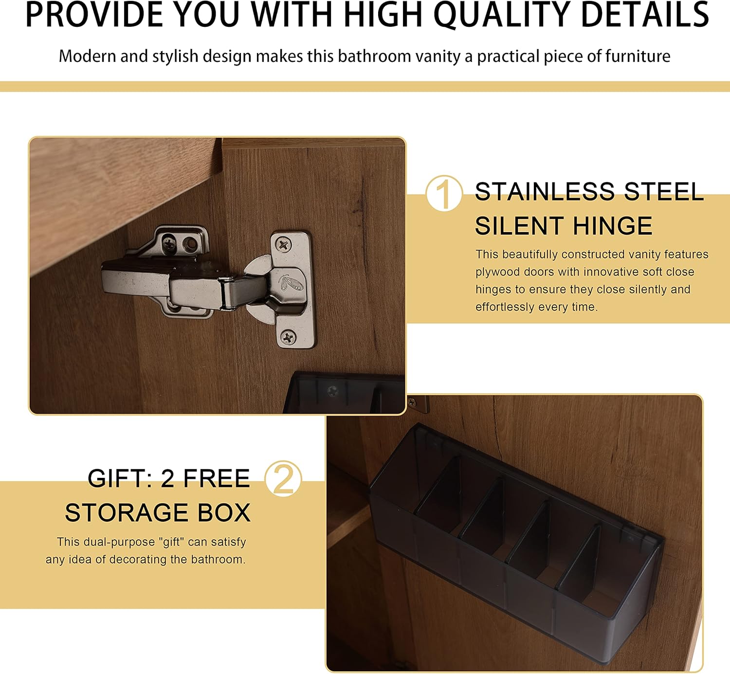 Malwee 30 Inch Freestanding Bathroom Vanity with Sink, 30'' Floor Standing Bathroom Vanity, Modern Vanity with 2 Doors and White Resin Basin Sink Top (036-30)