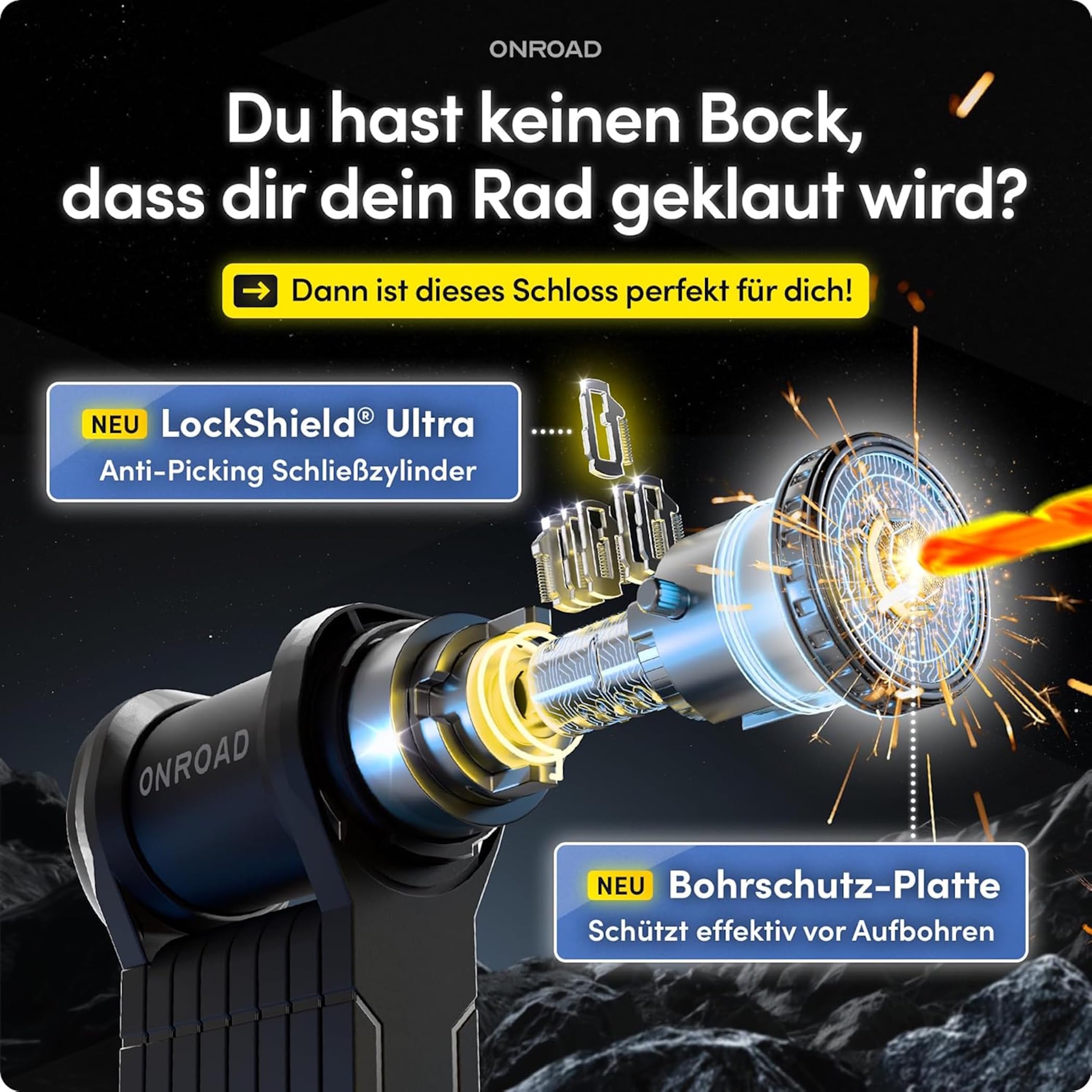 ONROAD Faltschloss Fahrrad Onlock Ultra 120cm diebstahlsicher – Fahrradschloss hohe Sicherheit