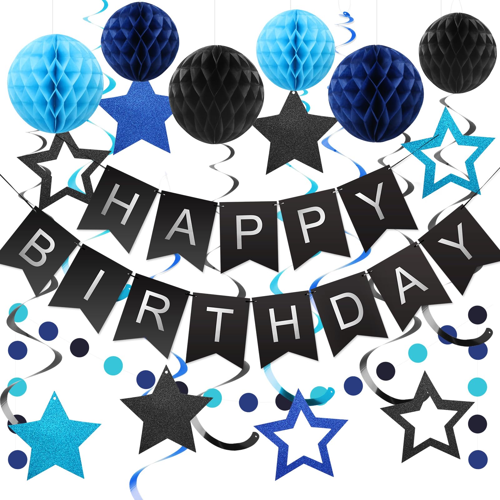 meowtastic Birthday Decorations Happy Birthday Banner with Honeycomb Balls