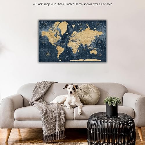 Miniatura 5 de Gold &amp; Navy Push Pin World Travel Map with Pins, World Map Pin Board, Push Pin Travel Map World on Canvas, Push Pin Map to Track Travels, Pin Map of