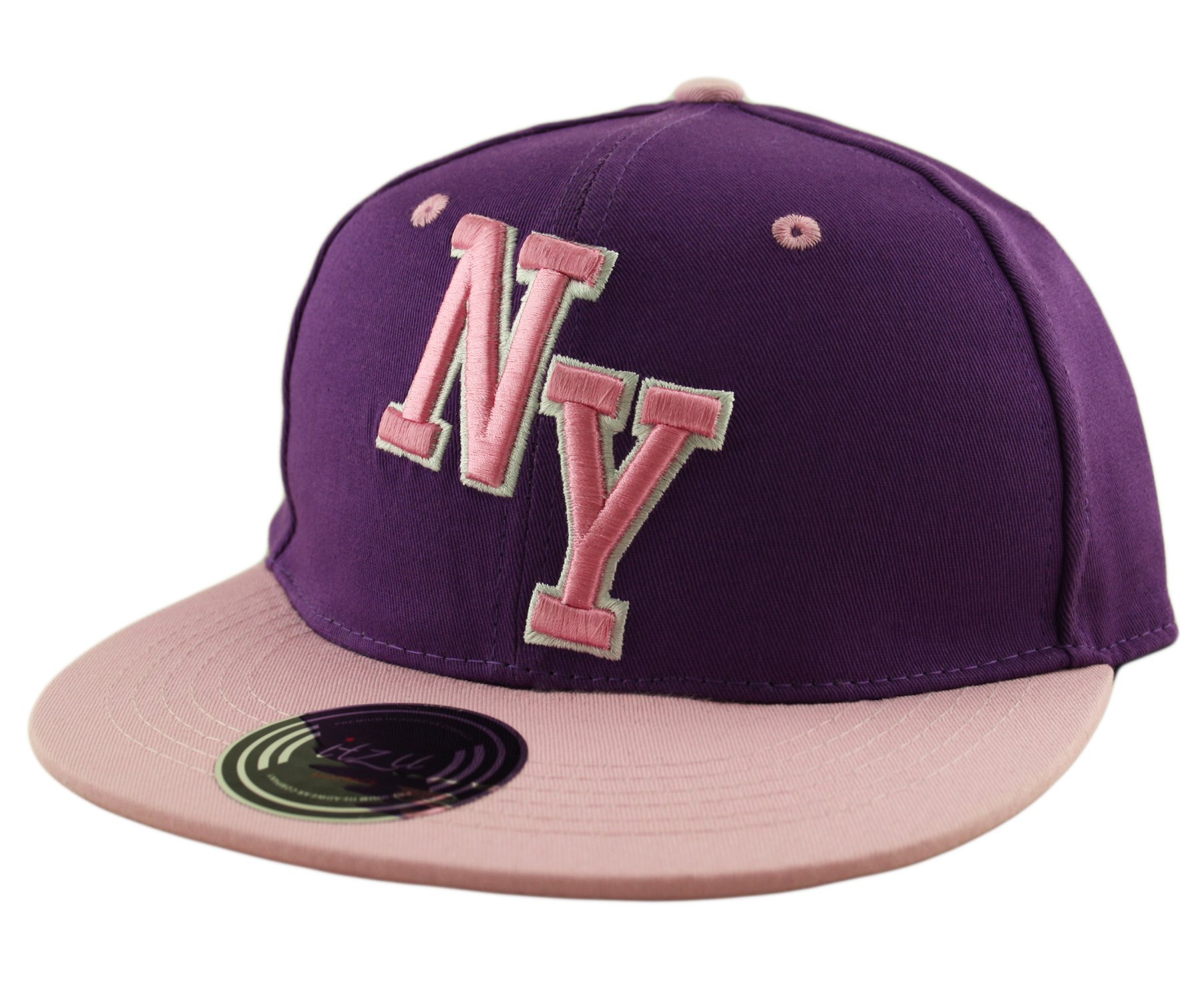 Folk Nation Boys Purple And Pink Ny Adjustable Snapback Baseball Cap Hat Youth (One Size) Kids Girls New York Ny Script - Lots Of Colours Available! (Purple And Pink Ny)