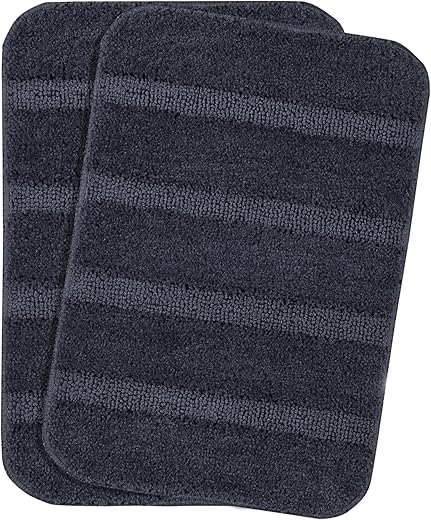 SARAL Home Microfiber Soft Anti Slip Door Mat|Bath Mat Set of 2 (Grey, 35X50 CM)
