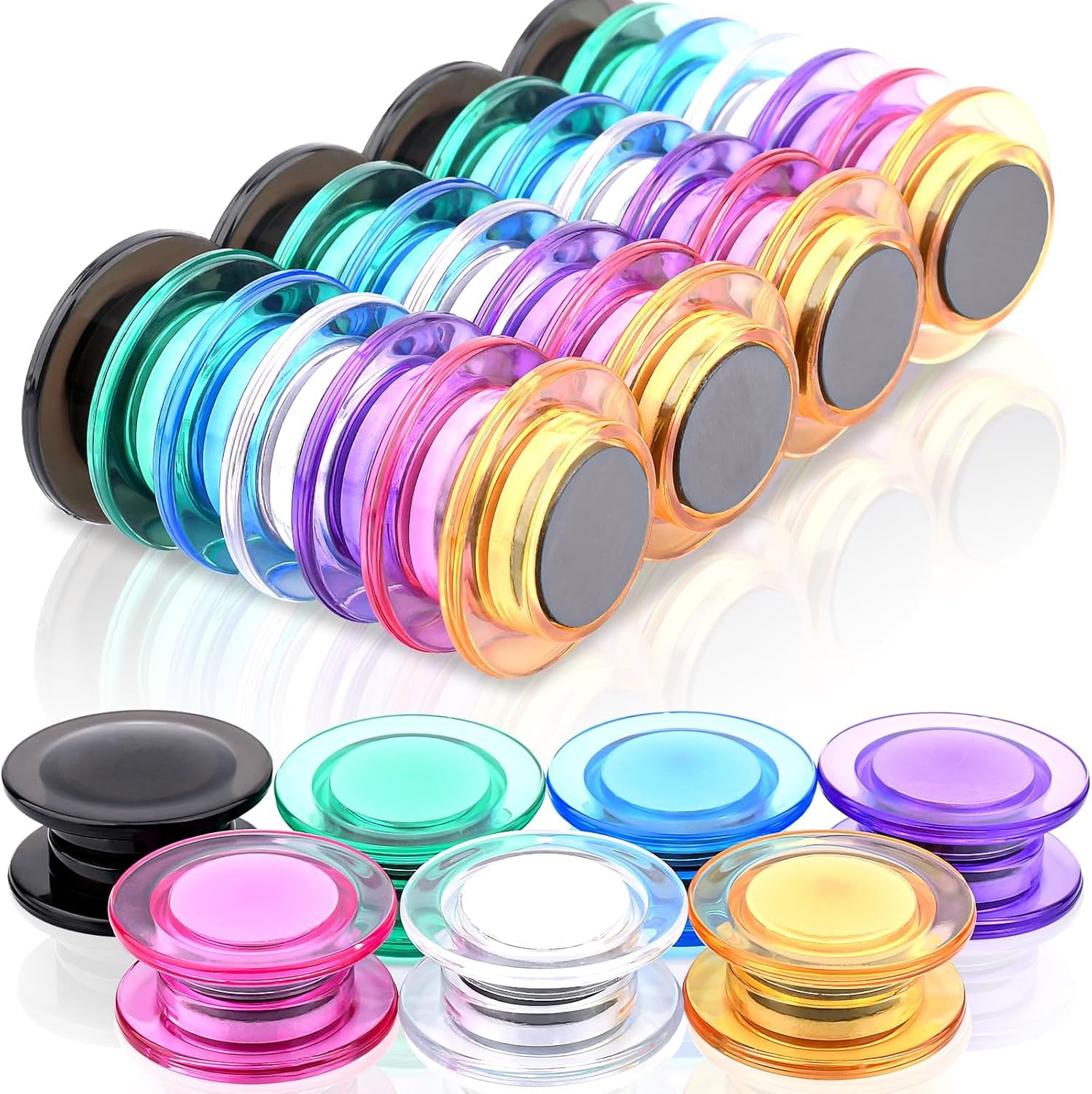 42 Pack Fridge Magnets,30MM Refrigerator Magnets, 7 Colors Colorful Locker Magnet, Strong Round Magnet Heavy Duty for Whiteboard Fridge, Map, Kitchen,