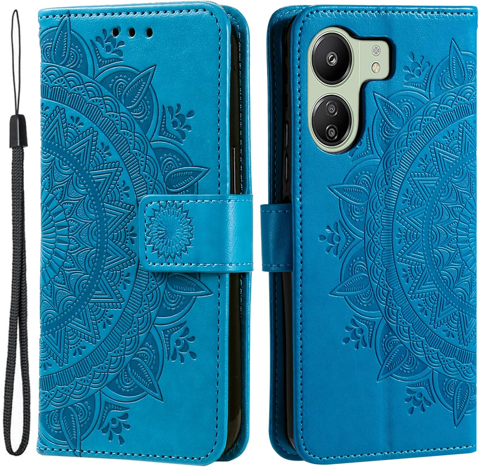 Mayaxess Étui pour Xiaomi Redmi 14C Portefeuille avec Dragonne Rose Champagne - Coque téléphone