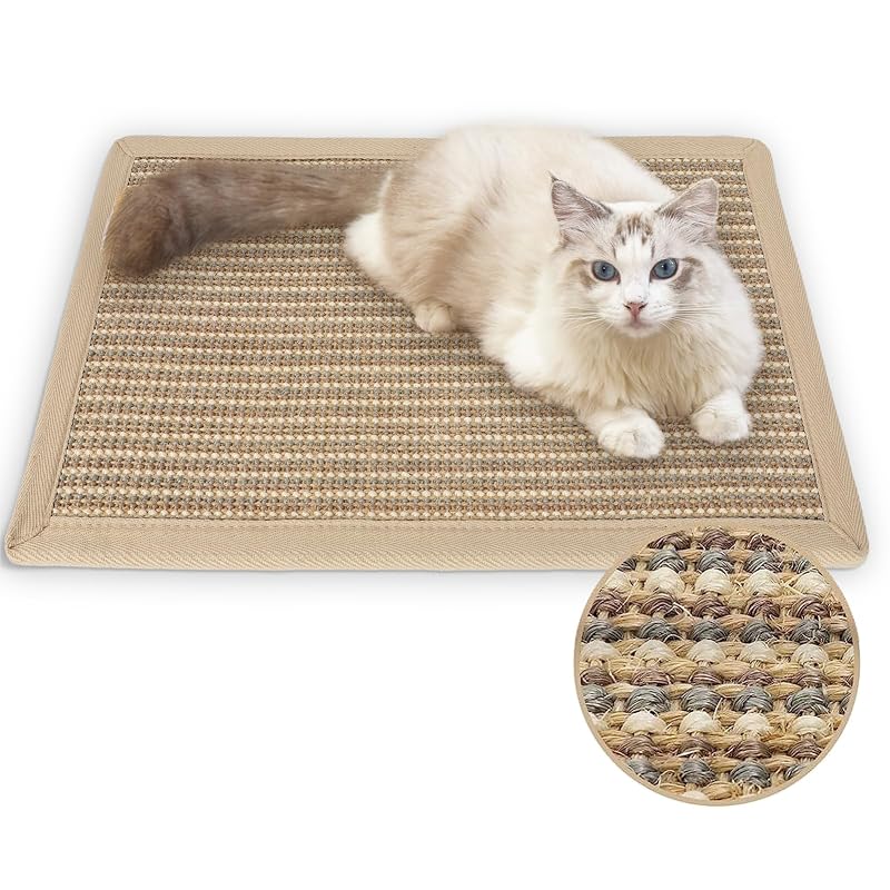 Tapete Arranhador para Gatos de Sisal Natural FUKUMARU Creme, 60 x 40 cm