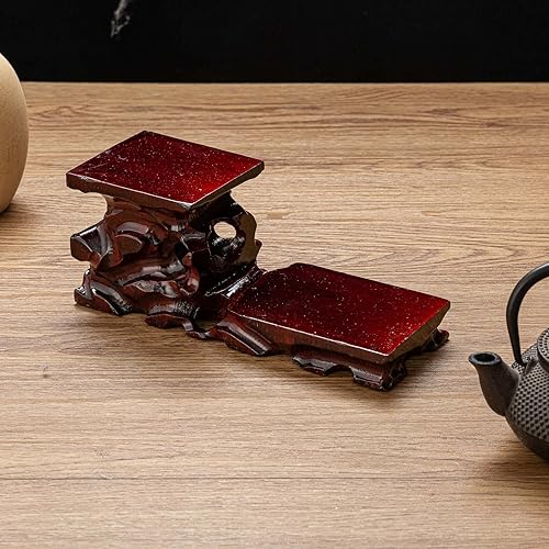 Miniatura 2 de THY COLLECTIBLES Soporte de 2 plantas de palisandro oriental, soporte pequeño para plantas para escritorio de mesa de interior, mini estante de