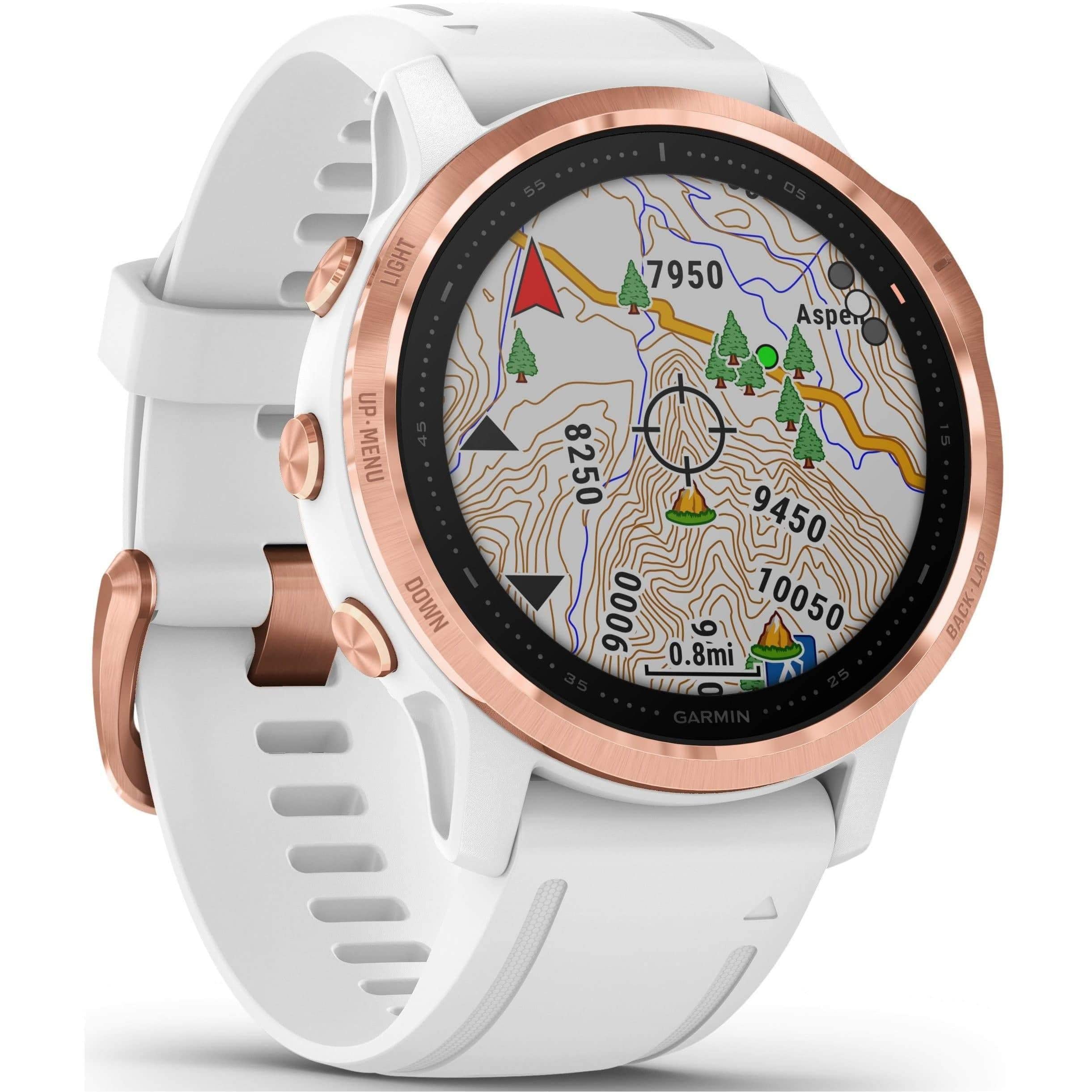 Garmin Fenix 6S Pro, Rose Gold Blanche avec Bracelet Blanc Small