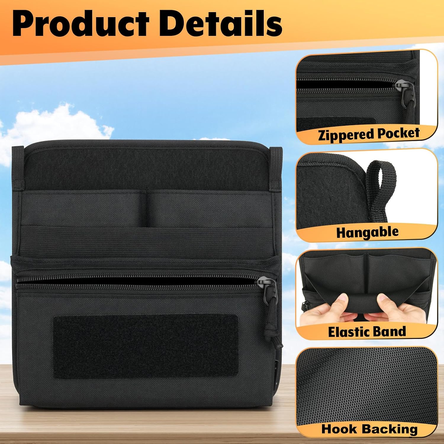 Tactical Bag Organizer Insert Pouch Modular Backpack Insert Panel Multi Pocket Admin Organizer EDC Tool Pouch, Hook and Loop Attachment for Backpack, Tactical Vest & Bag