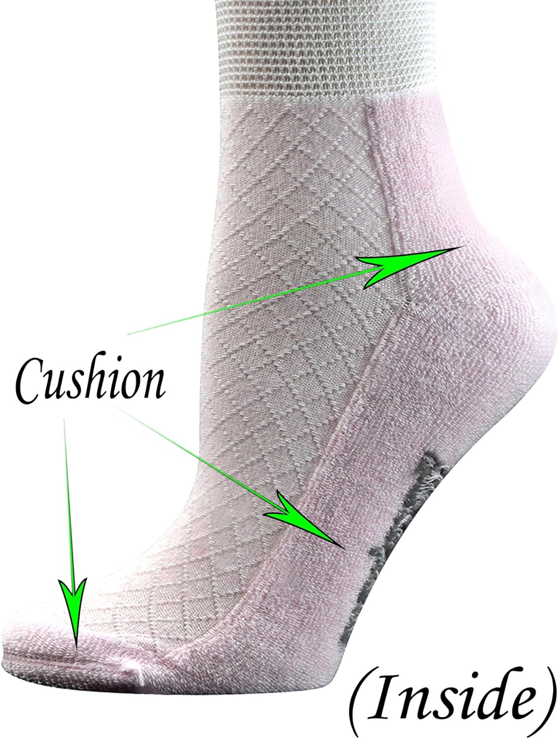 Yomandamor 5 Pairs Women's Quarter Breathable Diabetic Socks with Seamless Toe and Cushion Sole - Image 3