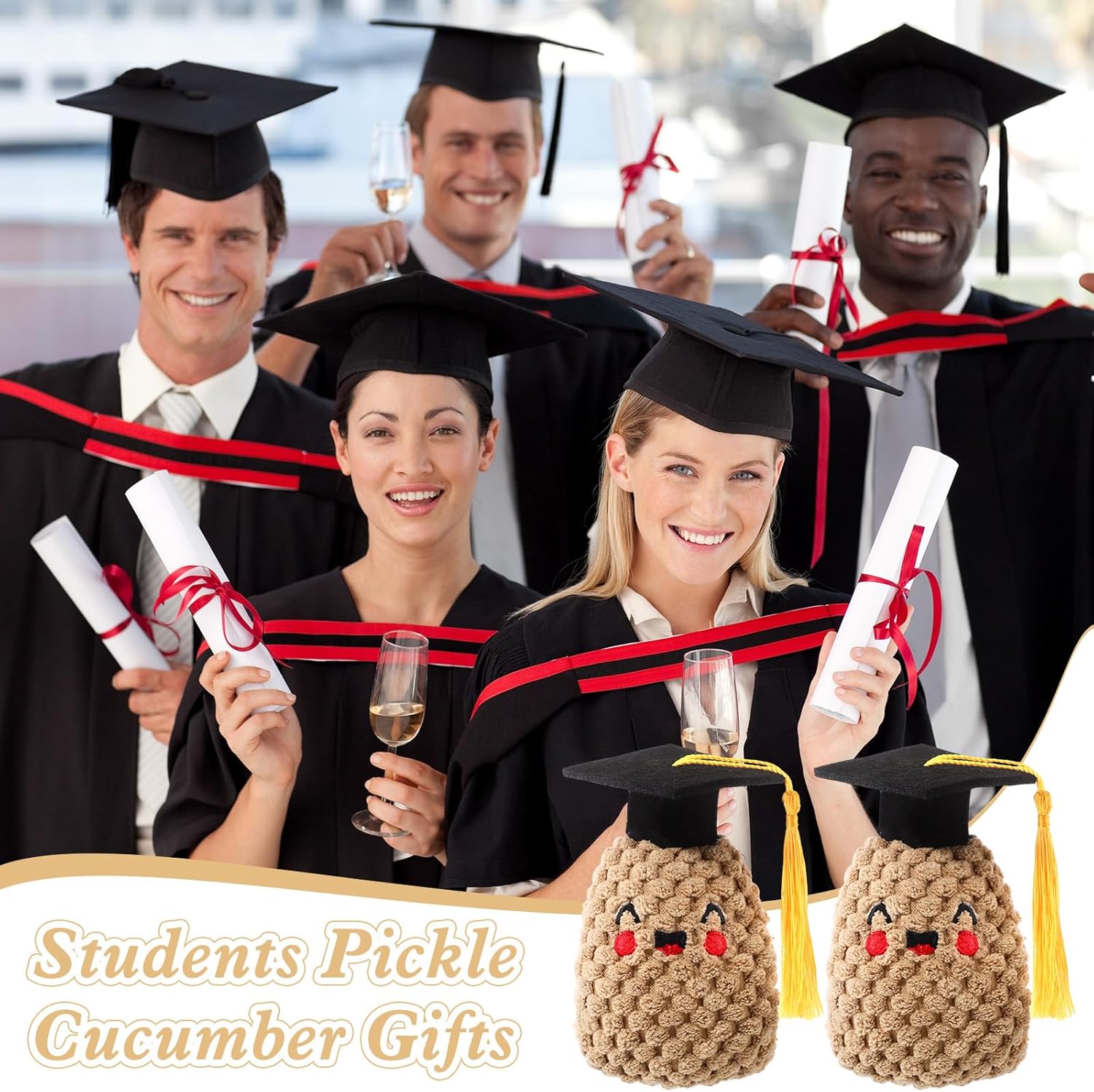 RoundFunny 20 Set Graduation Gifts Bulk Crochet Potato Inspirational Funny Plush Gifts with Positive Card for Women Men Mother's Day Friend Office Birthday Party Decor (Graduation)
