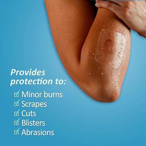 Miniatura 6 de Nexcare Tegaderm - Apósito transparente impermeable de 4 x 4¾ pulgadas, vendaje de película de 4 unidades para el cuidado de heridas, sella el agua,