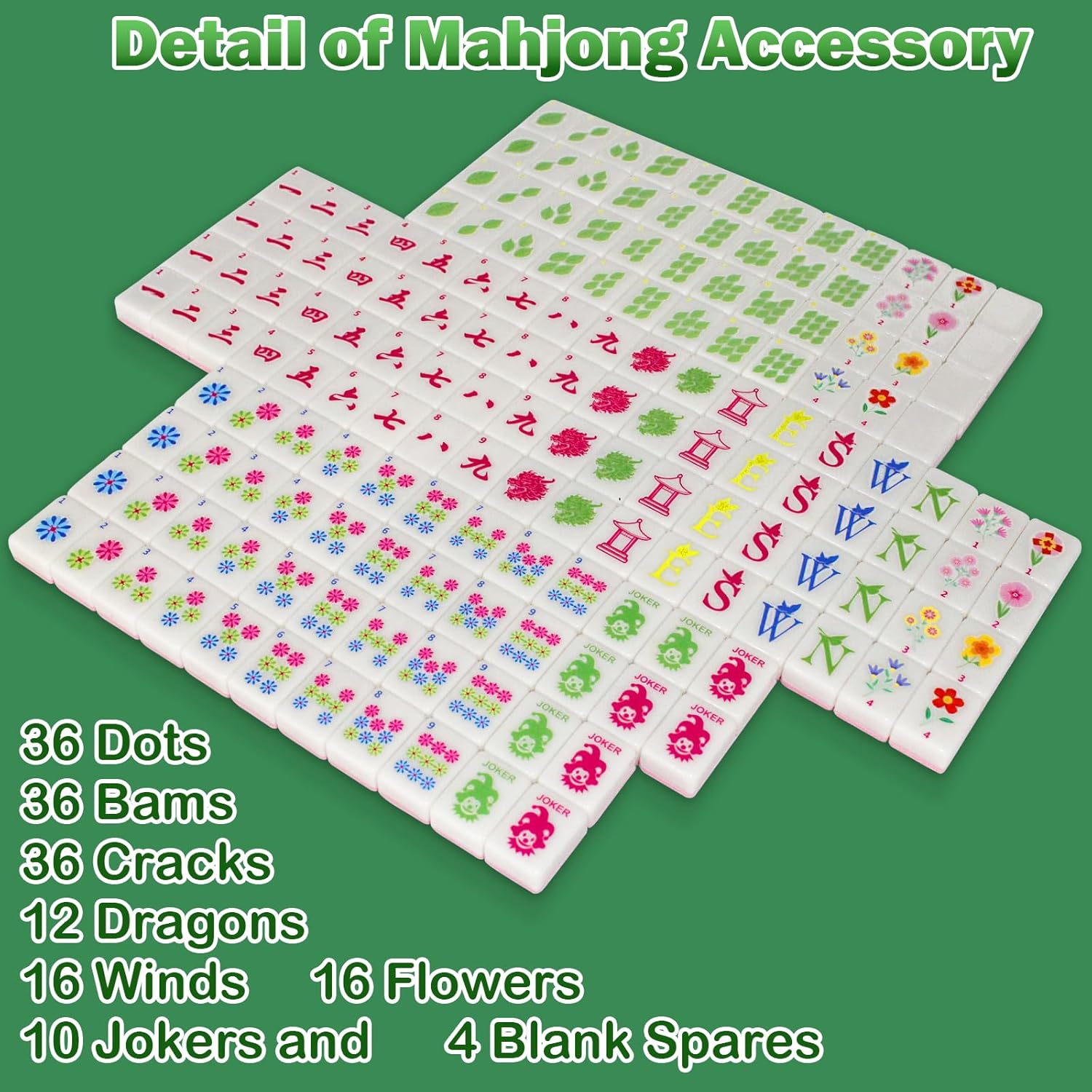 Mini Mahjong Set,American Mahjong Game Set,Complete Mahjong Tile Set with 166 White Tiles (1.2’’),4 Tile rulers,4 dice,1 Bag,100 Chips,5 Instruction Manuals,Mahjong Game Gift for Enthusiasts
