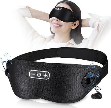 Sleep Headphones Wireless Bluetooth 5.4, 100% Blackout Sleep Mask with Bluetooth Headphones with HiFi Stereo in-Ear Earbuds, 3D Weighted Eye Mask for Sleeping Travel Meditation Men Women