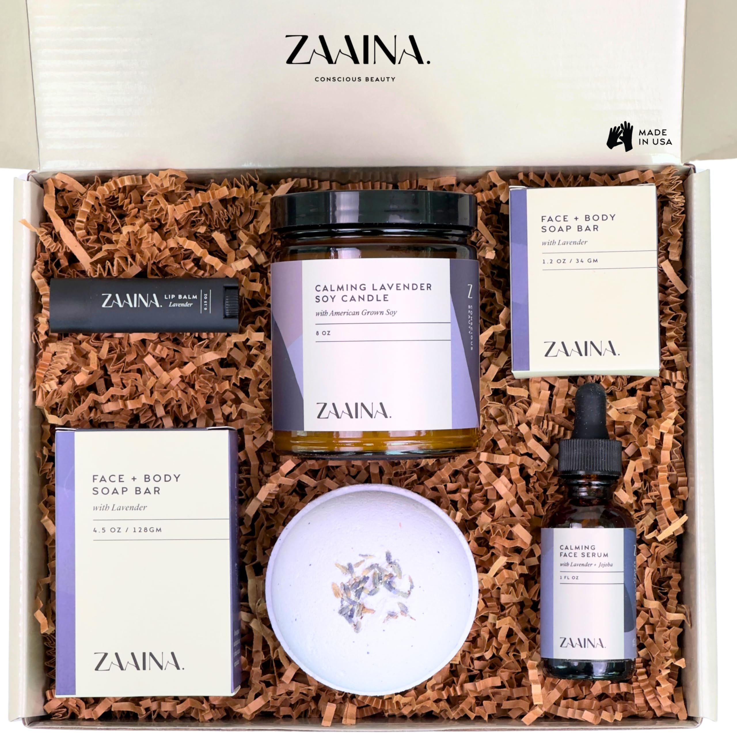 Lavender Spa Gift Set for Her - Relaxation Kit, Spa Kit for Women, Beauty Gift Basket, Women's Pampering Gift Set, Spa Gifts for Mom, At Home Spa Kit Self Care Package, Birthday Gifts for Women