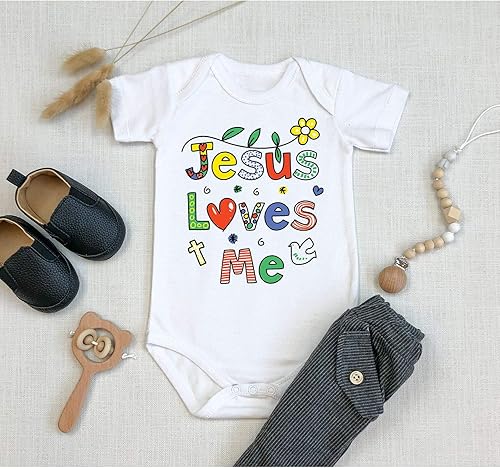 Miniatura 3 de TripleBDesigns Jesus Loves Me Christian Bautism Religious - Body para bebé recién nacido