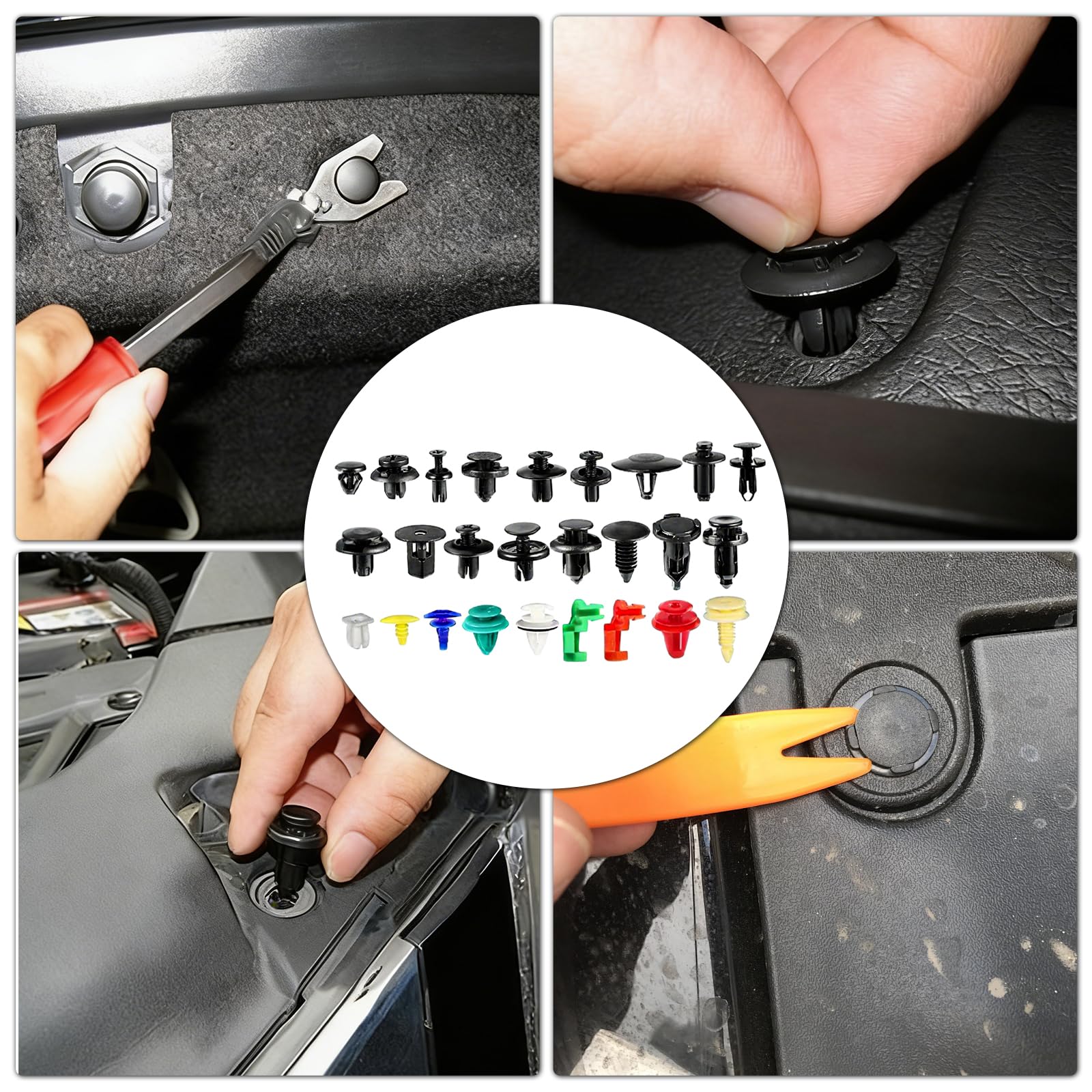 YOUNTHYE 1815-teiliges Auto-Verkleidungs-Clips & -Befestigungs-Set, Universal-Auto-Halterungs-Clips, 40 Größen, Auto-Nieten-Set mit 20 Kabelbindern und Entfernungswerkzeug für Stoßstange, Tür