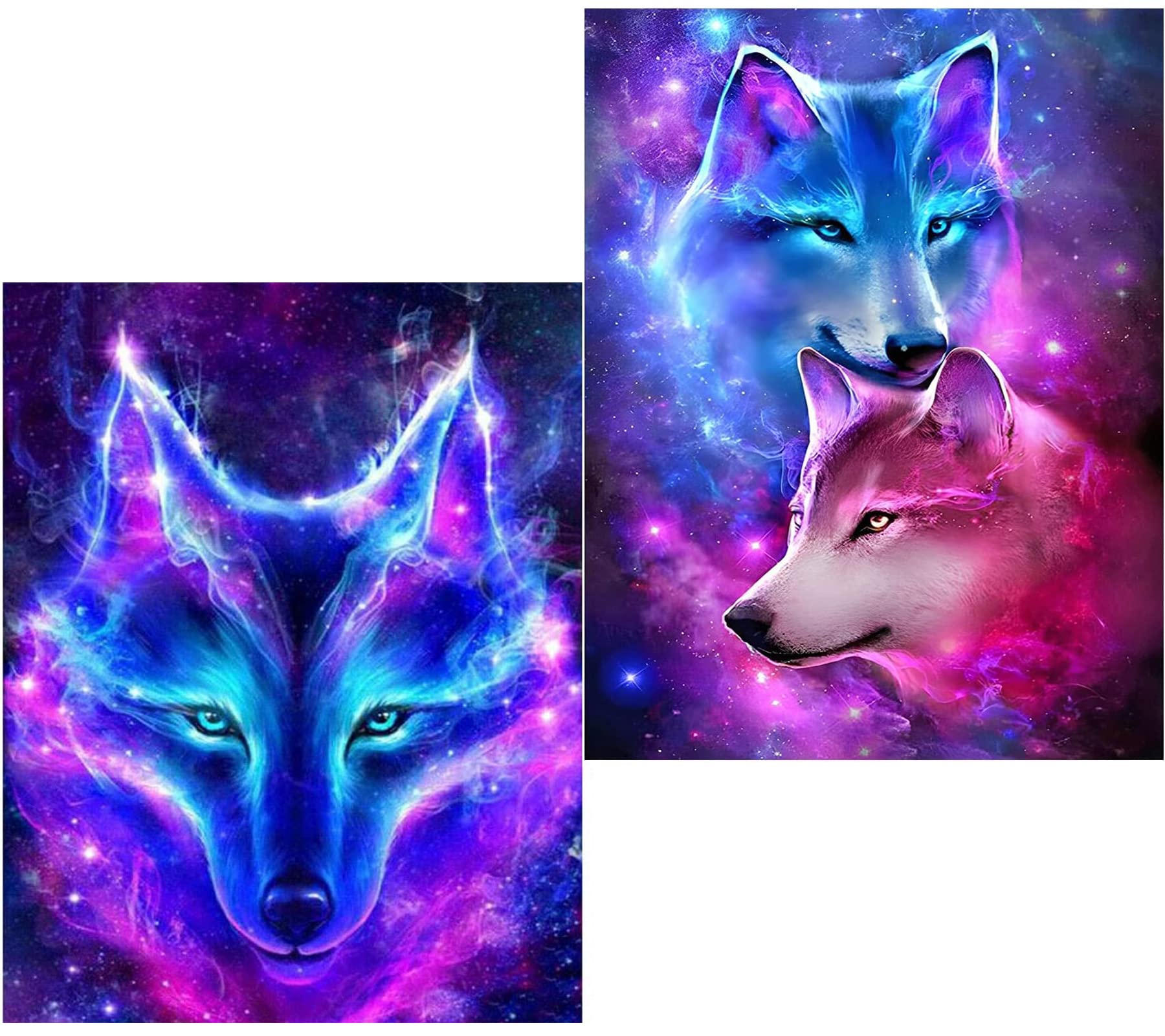 2Pack Diamond Painting,DIY 5D Diamond Painting Glow Wolf Kits for Adults & Kids,DIY Diamond Painting Kits for Adults Home Wall Decoration