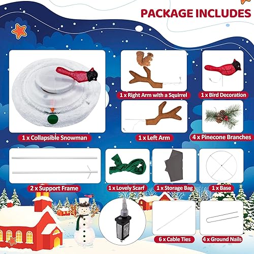 Miniatura 6 de LOENIY Muñeco de nieve iluminado de 5 pies, decoración navideña emergente con 200 luces LED integradas, muñeco de nieve plegable con bufanda de