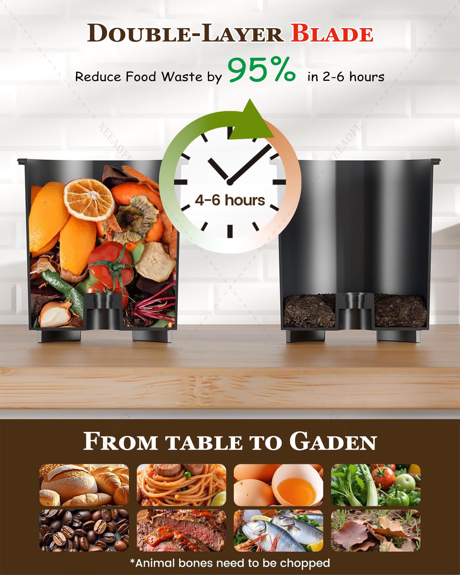 Compostador Inteligente para Residuos Alimentarios, Reciclador Eléctrico De Cocina 4,5 L Y Cubo Compostaje Encimera, Inodoro Silencioso, con Autolimpieza Pantalla Táctil
