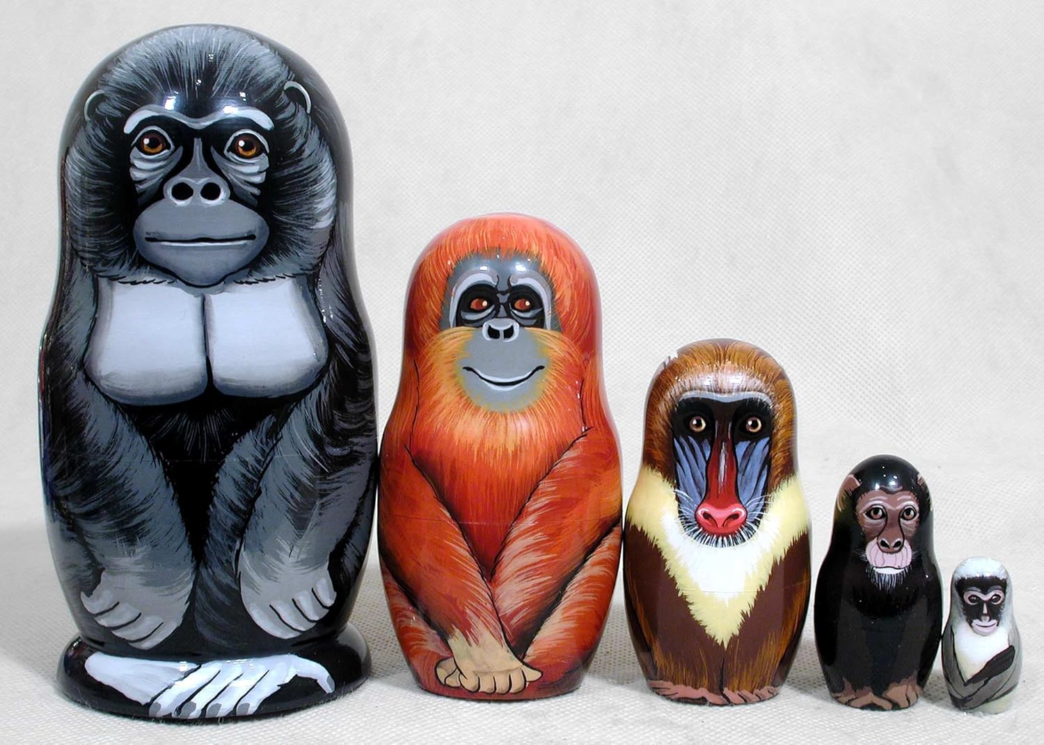 Golden Cockerel Apes & Monkeys Nesting Doll 5pc./6"