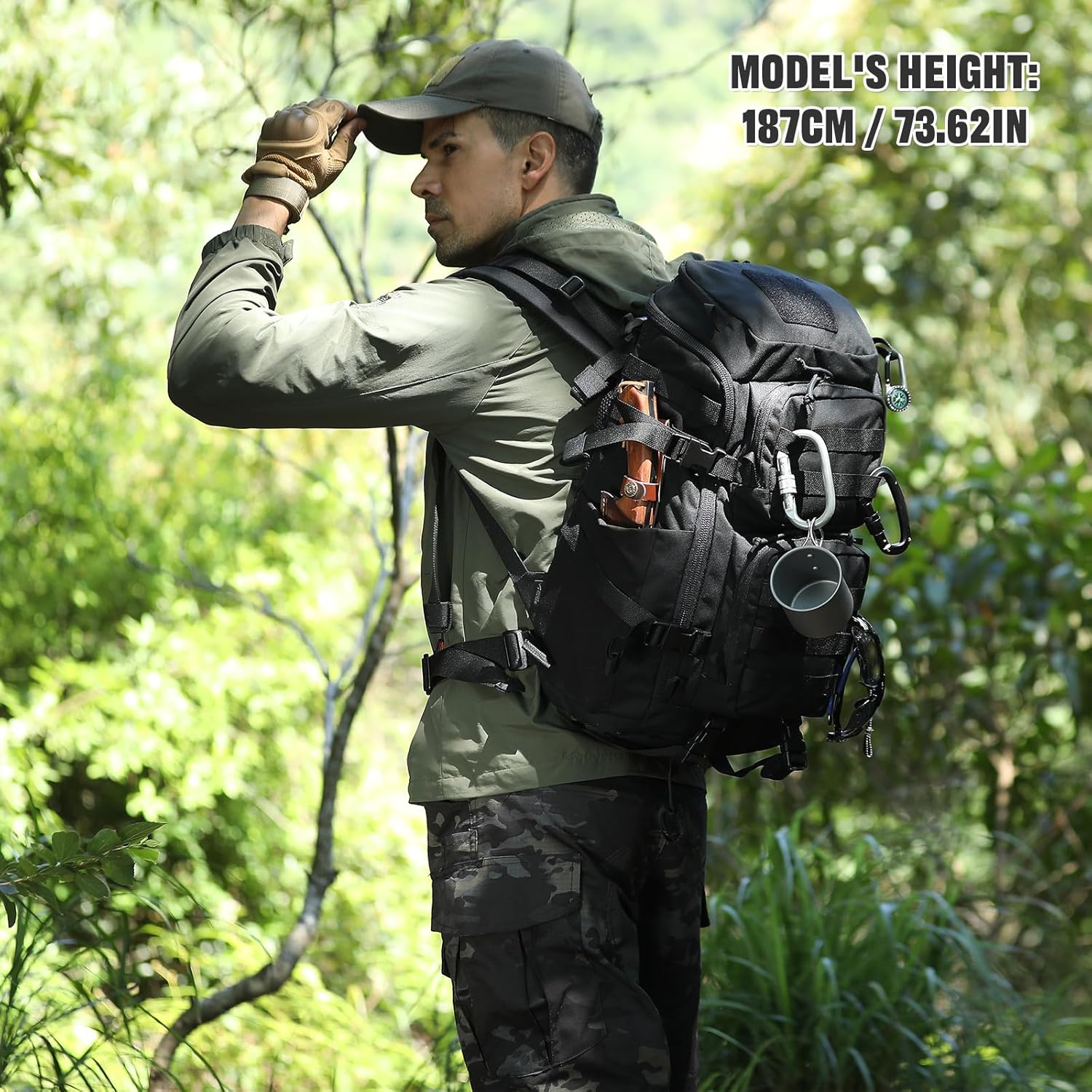 45L Tactical Backpack, Military Molle Backpack with 17" Laptop Compartment Survival Large Hiking Travel Rucksack for Outdoors