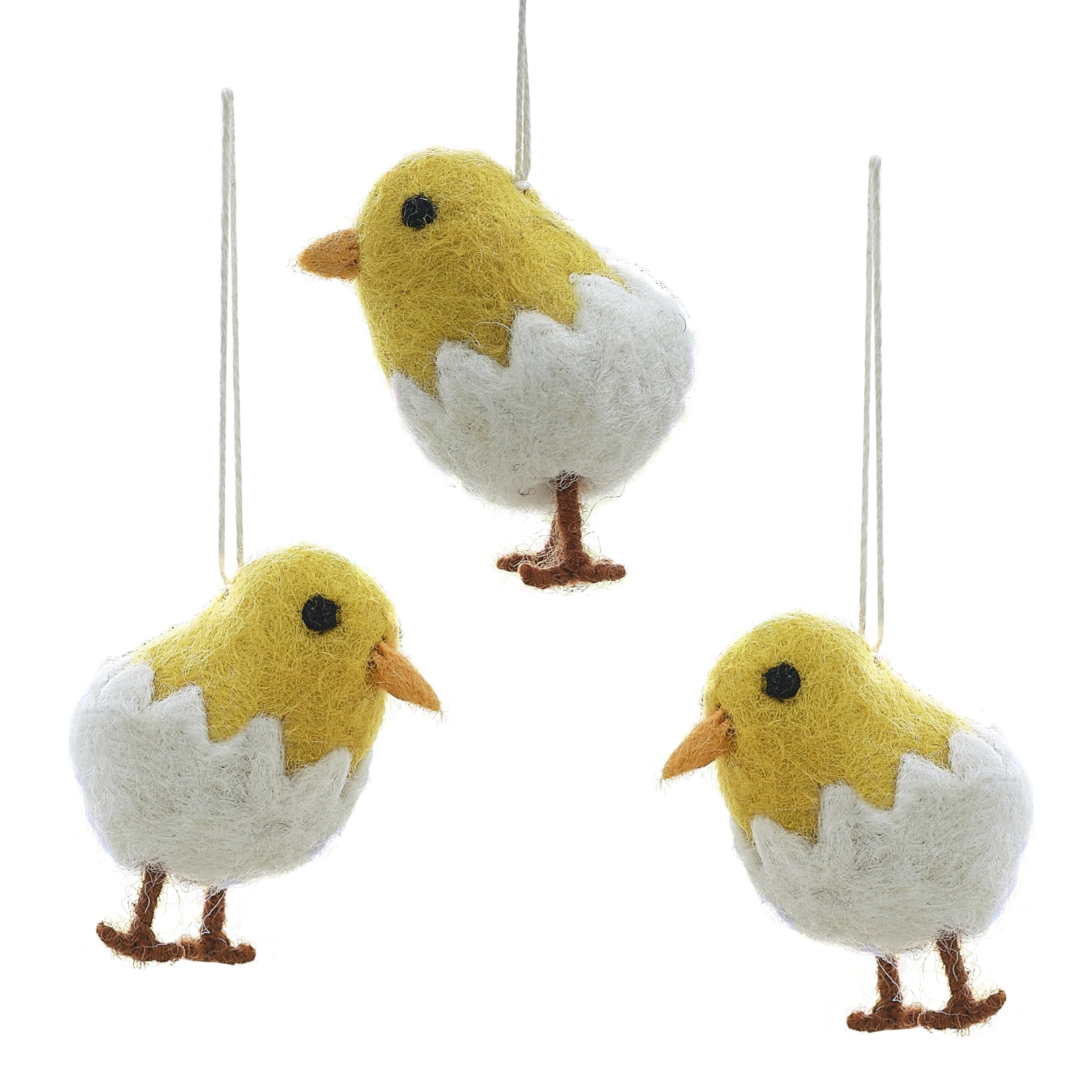Ginger Ray Handmade Felt Chick Decorations for Hanging on Easter Tree Branches 3 Pack - Image 3