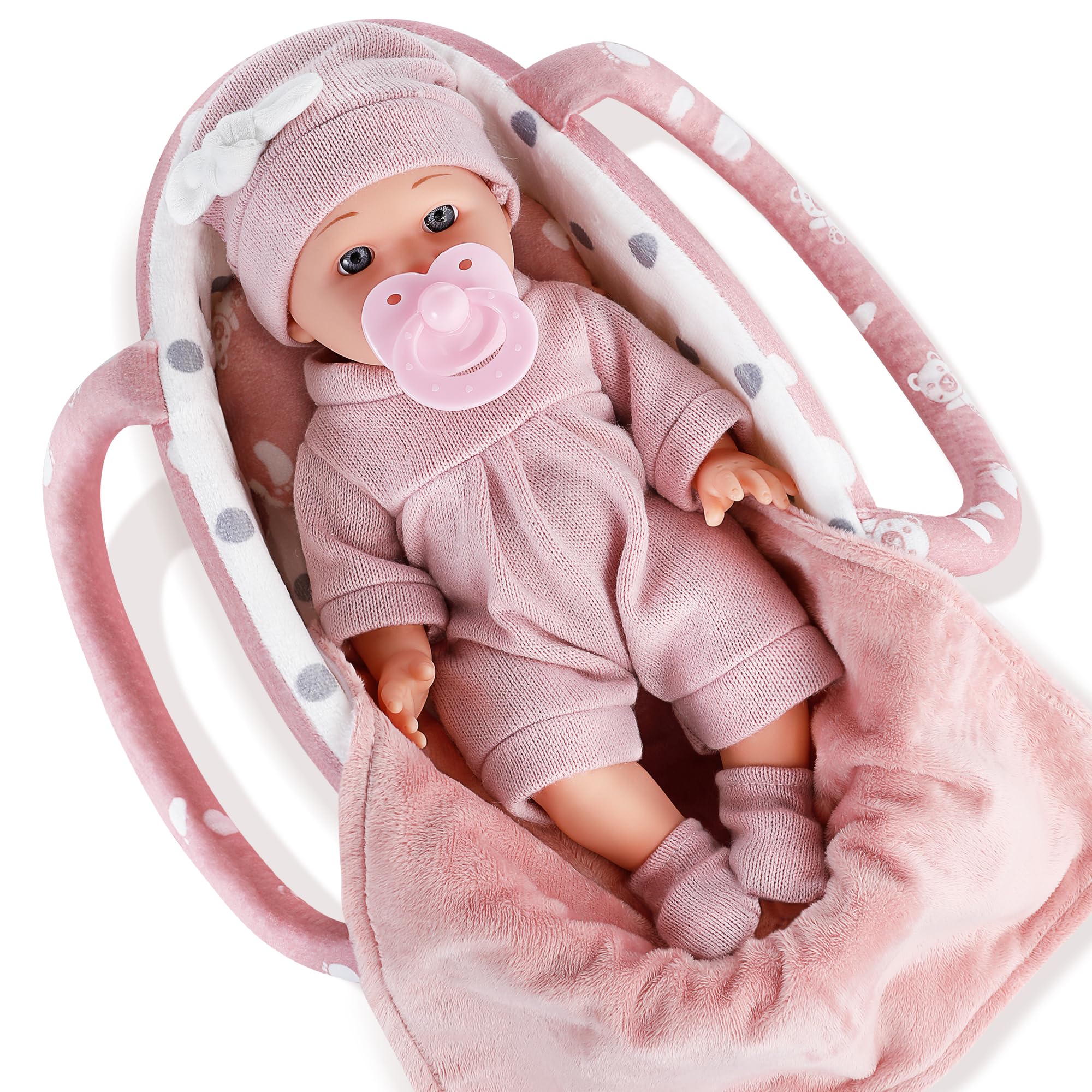 12 Inch Baby Doll with Doll Clothes, Headband, Pacifier, and