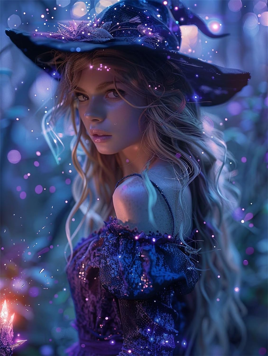 Witch Diamond Art, Mystery Diamond Painting Kits for Adults, DIY Full Diamond Painting Accessories, Gem Art Kits for Adults, Christmas Decor Diamond Painting Kits for Room Decor and Best Gifts 60x80cm