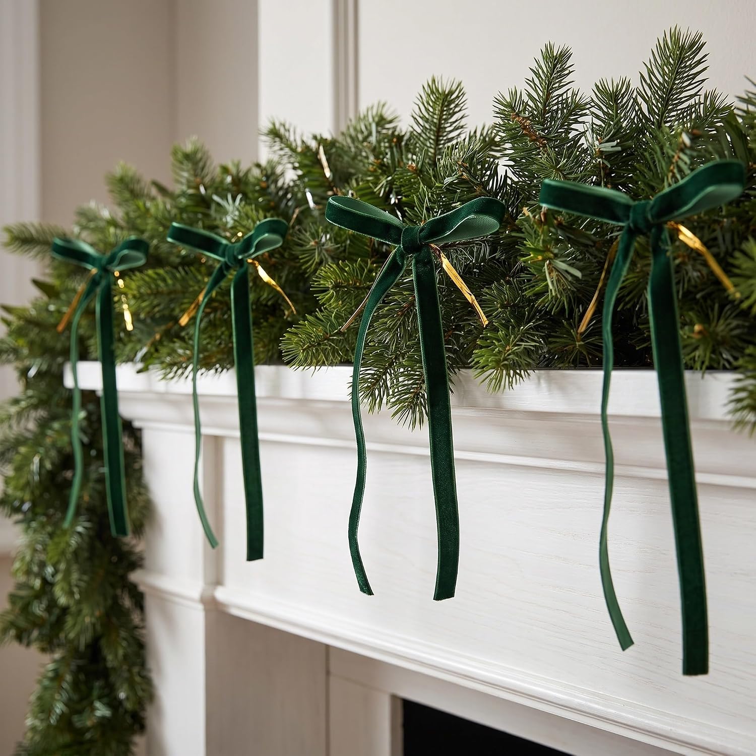 BESPORTBLE 48pcs Pre Tied Velvet Christmas Bows with Green Wire image 5