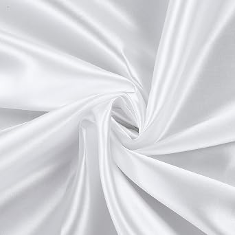 Satin Fabric 10 Yard Bridal Solid for Wedding Dress Fashion Crafts Costumes Decorations Silky Satin 44 - 10 Yard, White