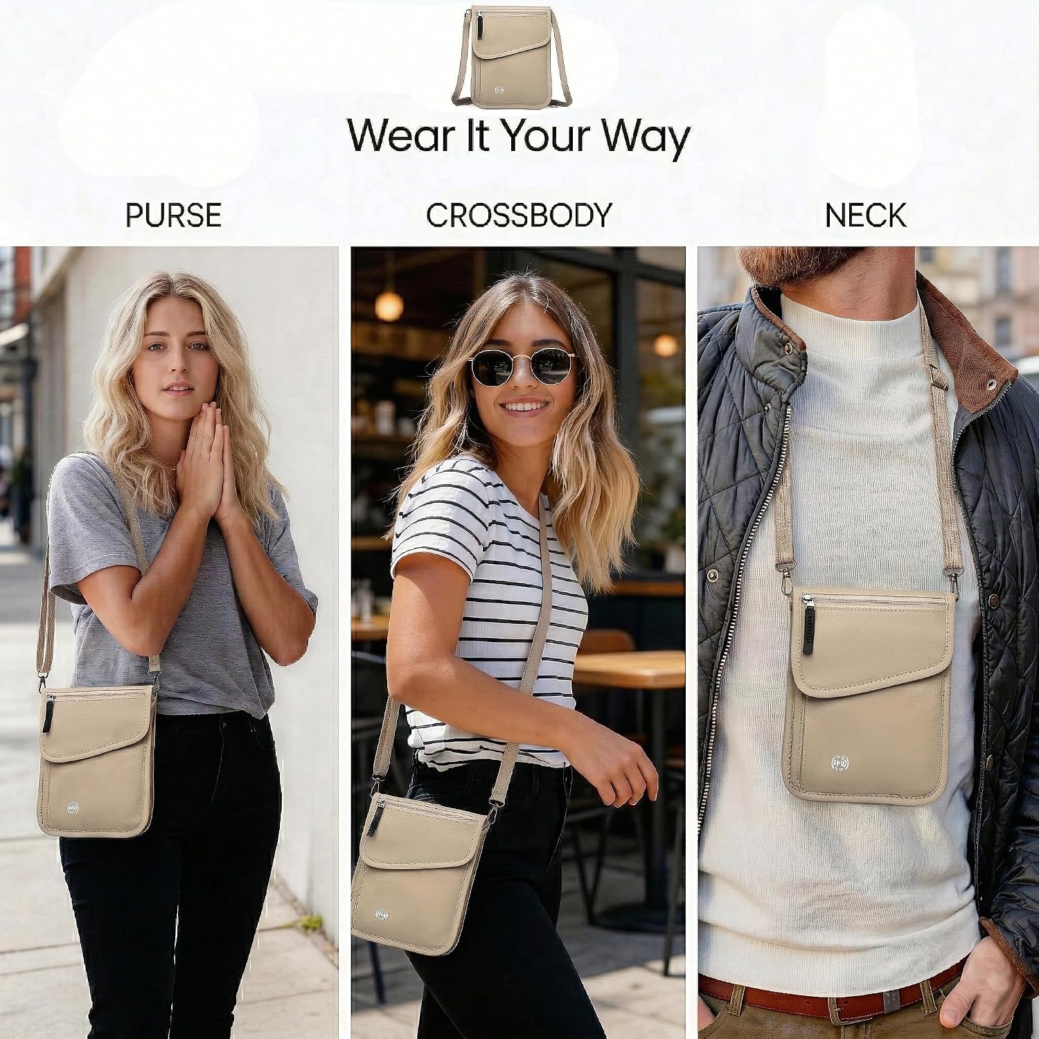 RFID Blocking Neck Wallet – Large Capacity Travel Passport Holder for 5–6 Passports, Waterproof Anti-Theft Hidden Travel Pouch with Strong Zipper & Adjustable Strap for Phone, Cash & Cards