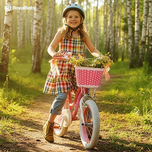 Miniatura 12 de RoyalBaby Girls Bike, Stargirl EZ Kids Bike Balance and Pedal Bicycle with Basket and Dual Handbrake, 12 14 16 18 Inch Toddlers to Big Kids 3-8