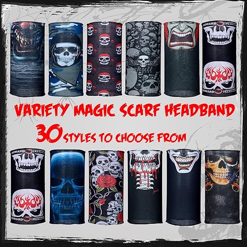 Vista 3 de JaGely 30 Pieces Skull Neck Gaiters Scarf Elastic Independence Day Wrap Headband Bandana Face Mask for Women Men Sports