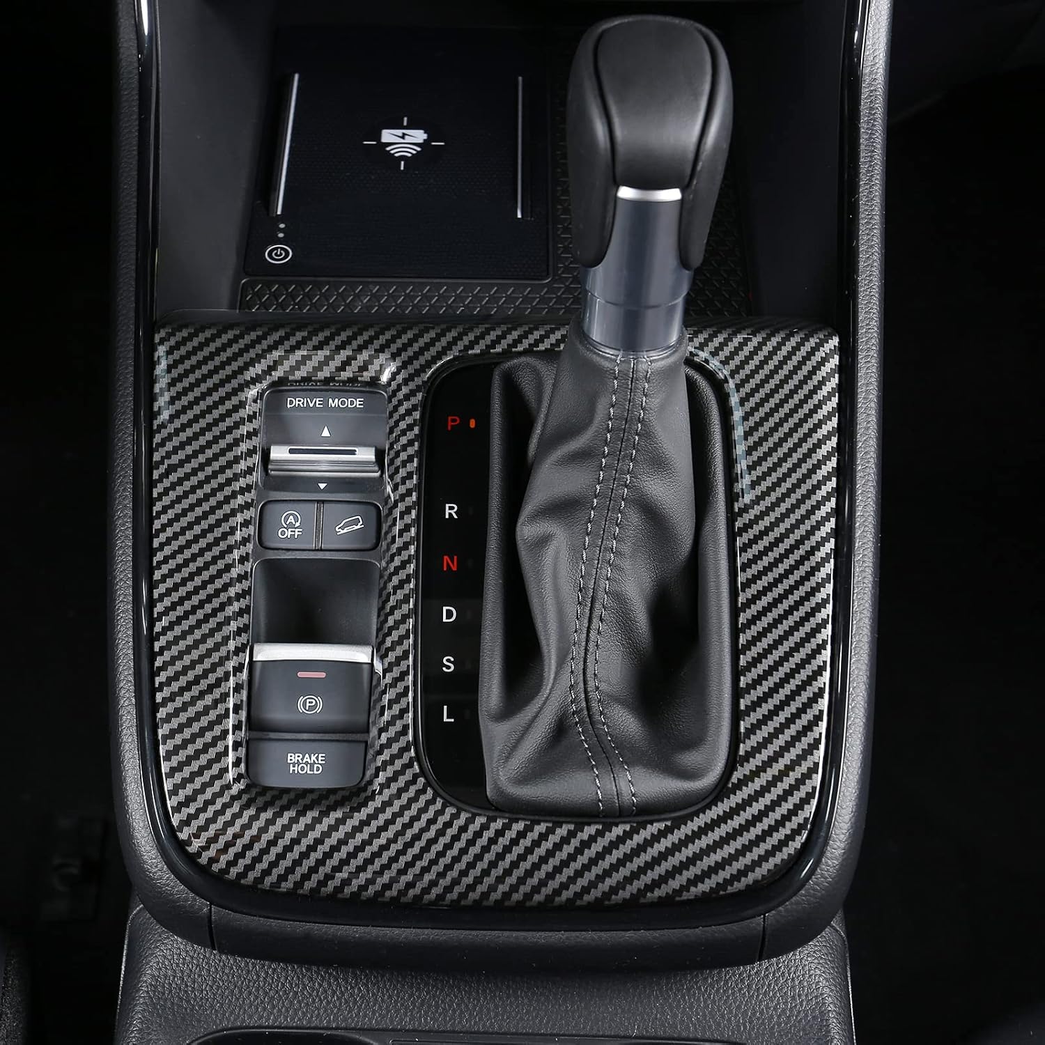 AntBooBoo for Honda CRV 2023 2024 2025 Gear Shift Protective Panel, Sporty Carbon Fiber Grain Interior Cover Trim Accessory for CR-V CR V LX EX EX-L, Sport Hybrid, Sport Touring Hybrid- Carbon