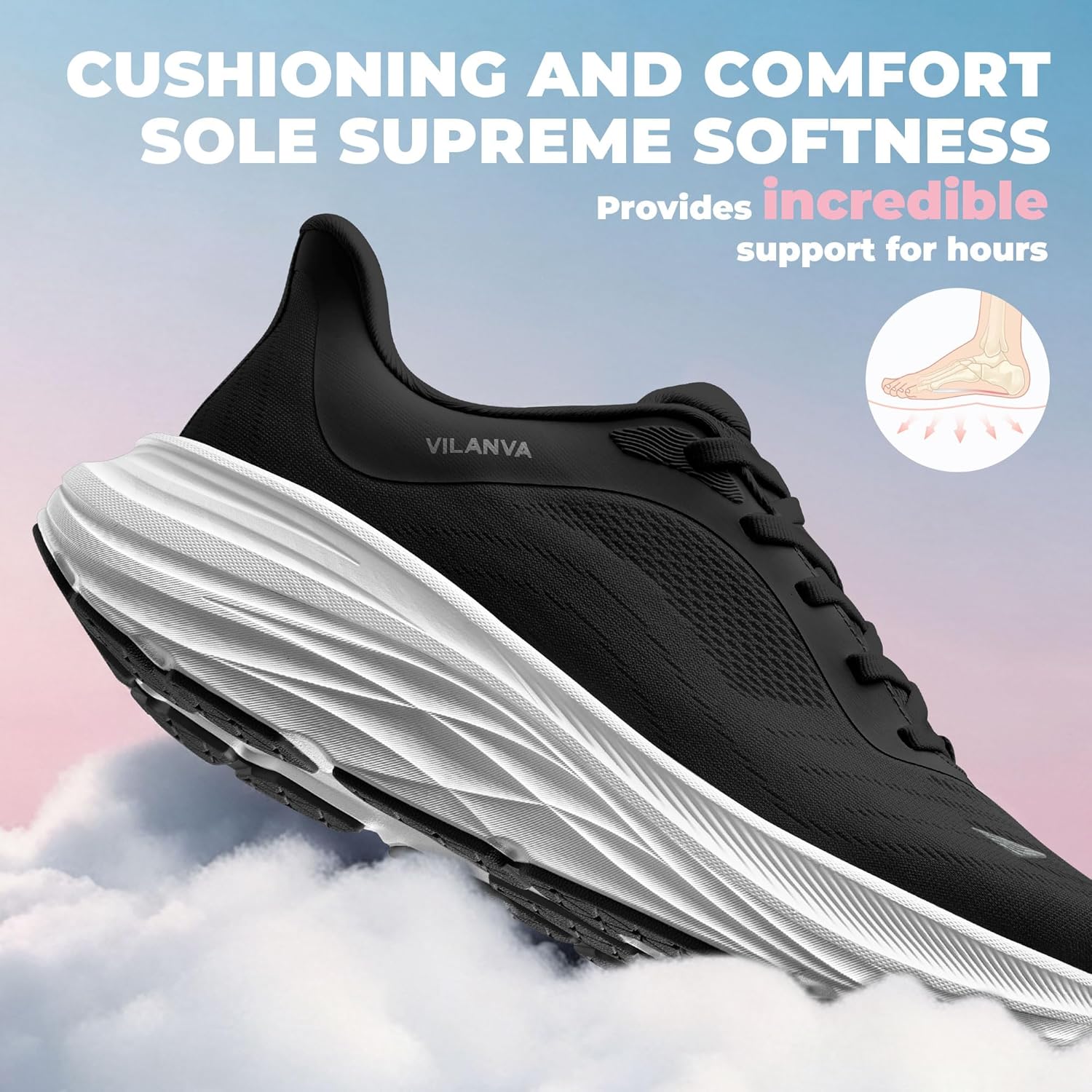 Vilanva Women's Walking Shoes Cushion Comfortable Running Tennis Shoes Non-Slip Workout Gym Athletic Breathable Fashion Sneakers - Image 3