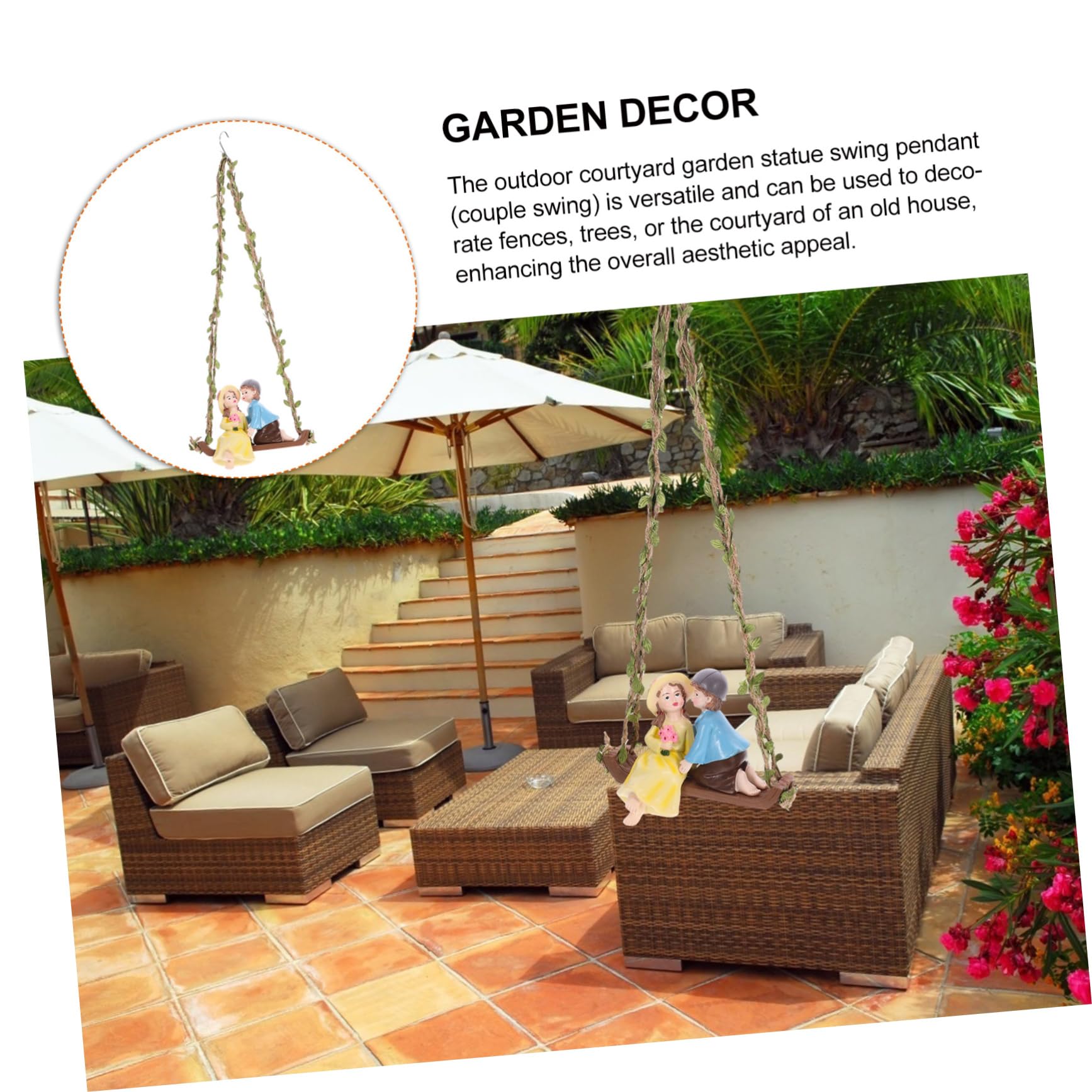 Toddmomy 3 Stück Schaukelnde Liebespaare Gartenfigur Wetterfeste Deko für Terrasse und Garten Resinstatue für Romantische für Gartenliebhaber