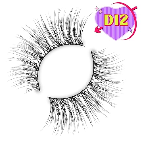 Miniatura 9 de Onlyall Pestañas naturales, pestañas postizas de aspecto natural, pestañas postizas acampanadas, pestañas postizas suaves y esponjosas, 7 pares D12,