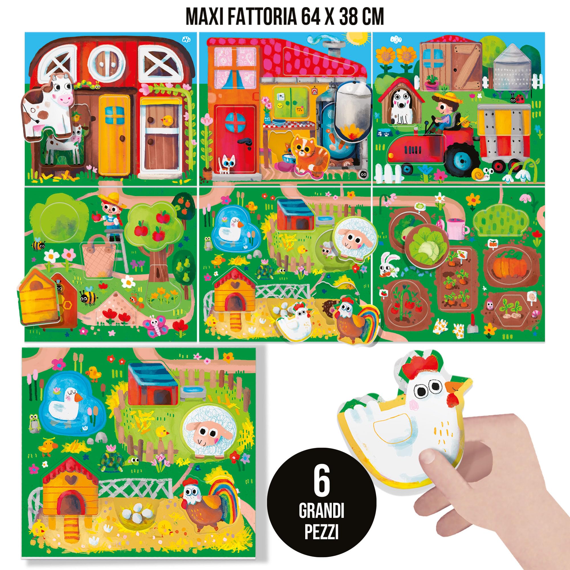 Headu Fattoria Prime Scoperte Montessori La prima fattoria didattica alza, scopri e impara! IT54983 Gioco Educativo Per Bambini 2-4 Anni Made In Italy