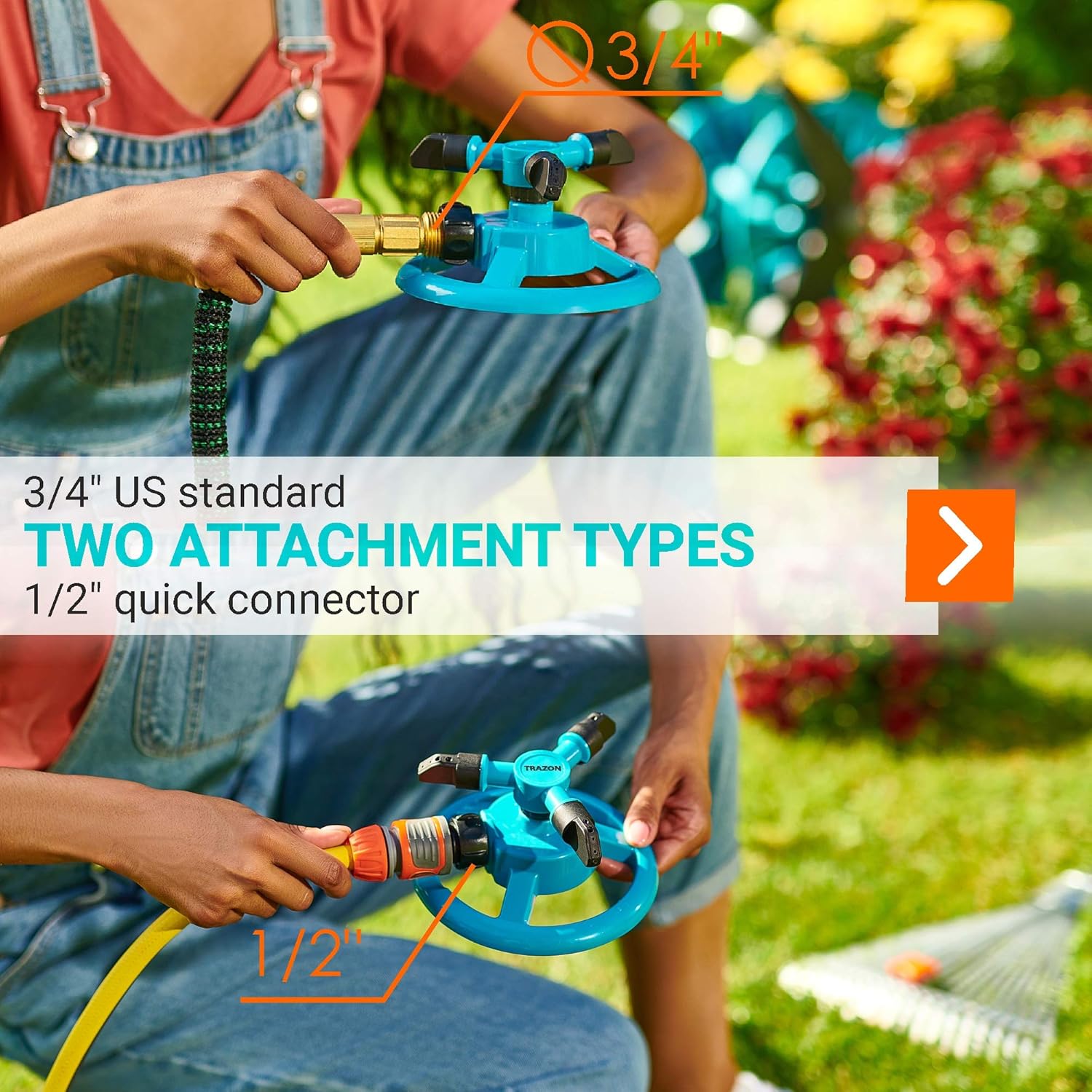 Trazon Garden Sprinklers for Yard 360 Degree Rotating, Lawn Sprinklers for Hoses, Large and Small Areas Up to 3000 Sq. Ft, Water Sprinkler for Lawn, Plants, Garden Hose Sprinklers Heavy Duty (Blue) : Patio, Lawn & Garden