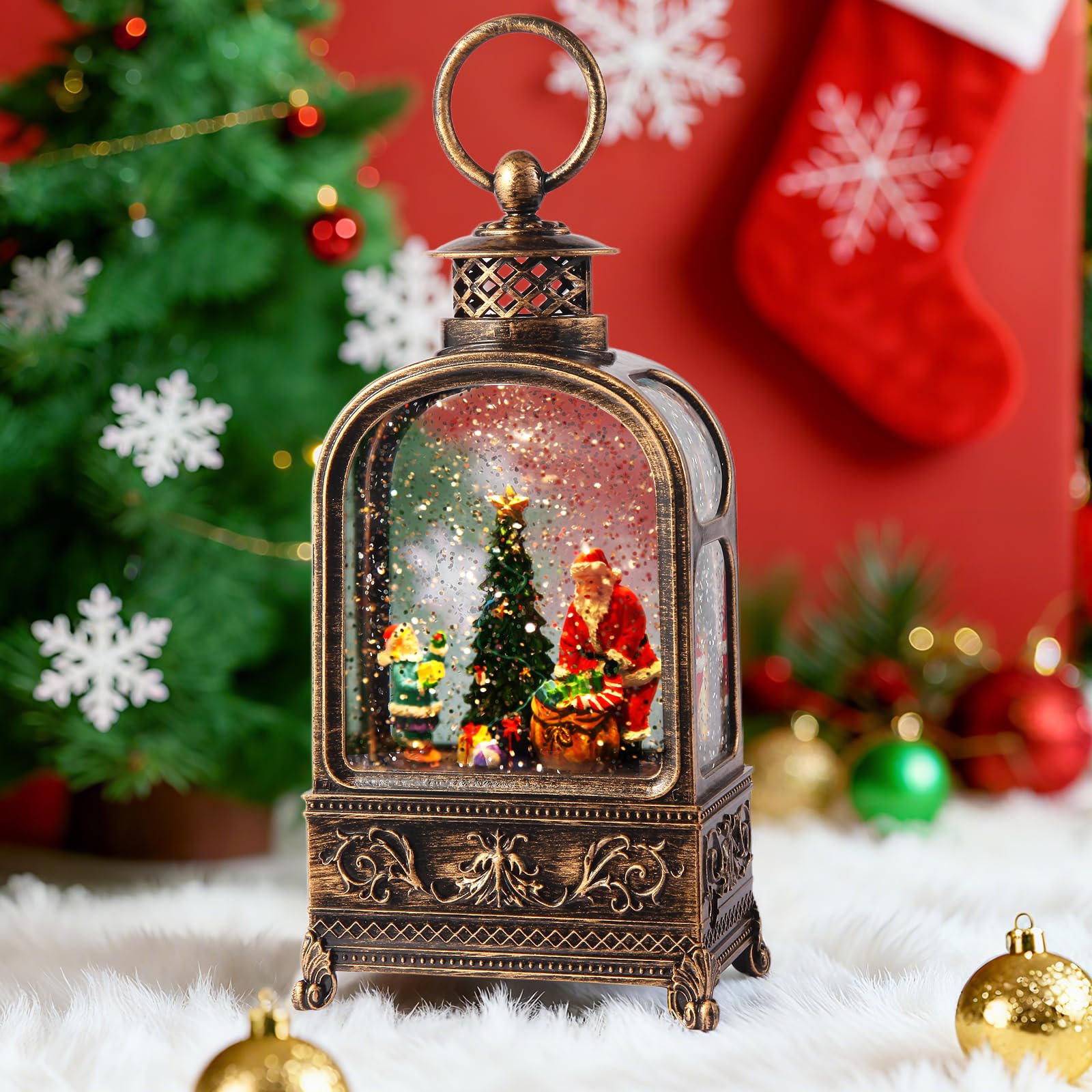 Globo de nieve de Papá Noel para decorar tu salón estas Navidades con música y luces retro