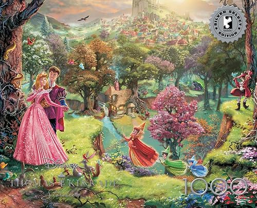 Miniatura 2 de Ceaco Silver Select - Disney - Thomas Kinkade - La bella durmiente - Rompecabezas de 1000 piezas para adultos, rompecabezas desafiante perfecto para