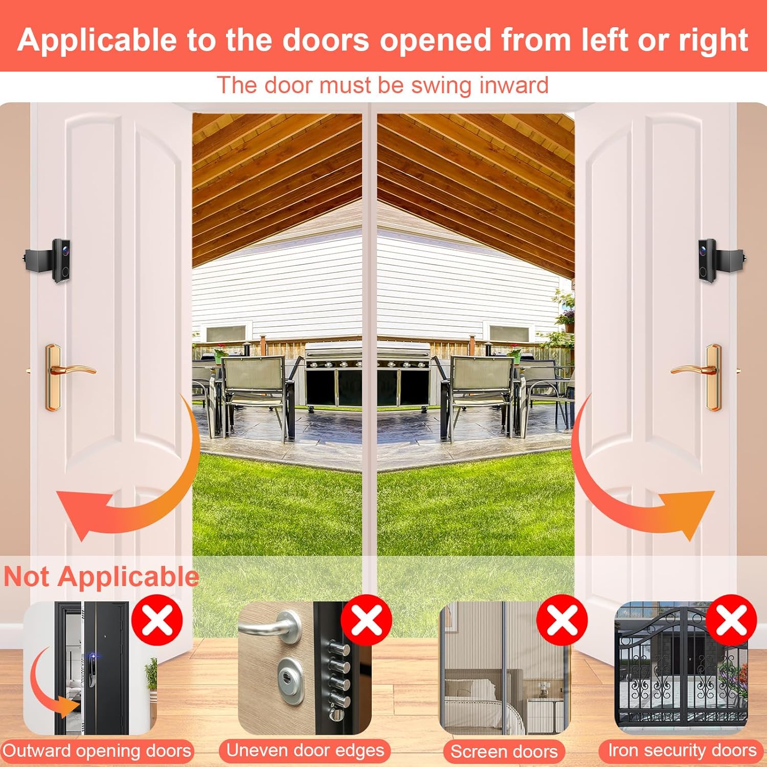 Anti-Theft Video Doorbell Mount for Eufy E340, Doorbell Camera Mount, No Drill Adjustable Mounting Bracket Holder Accessories for Apartment Rentals, Enhanced Protection Doorbell Mount Bracket - Image 5