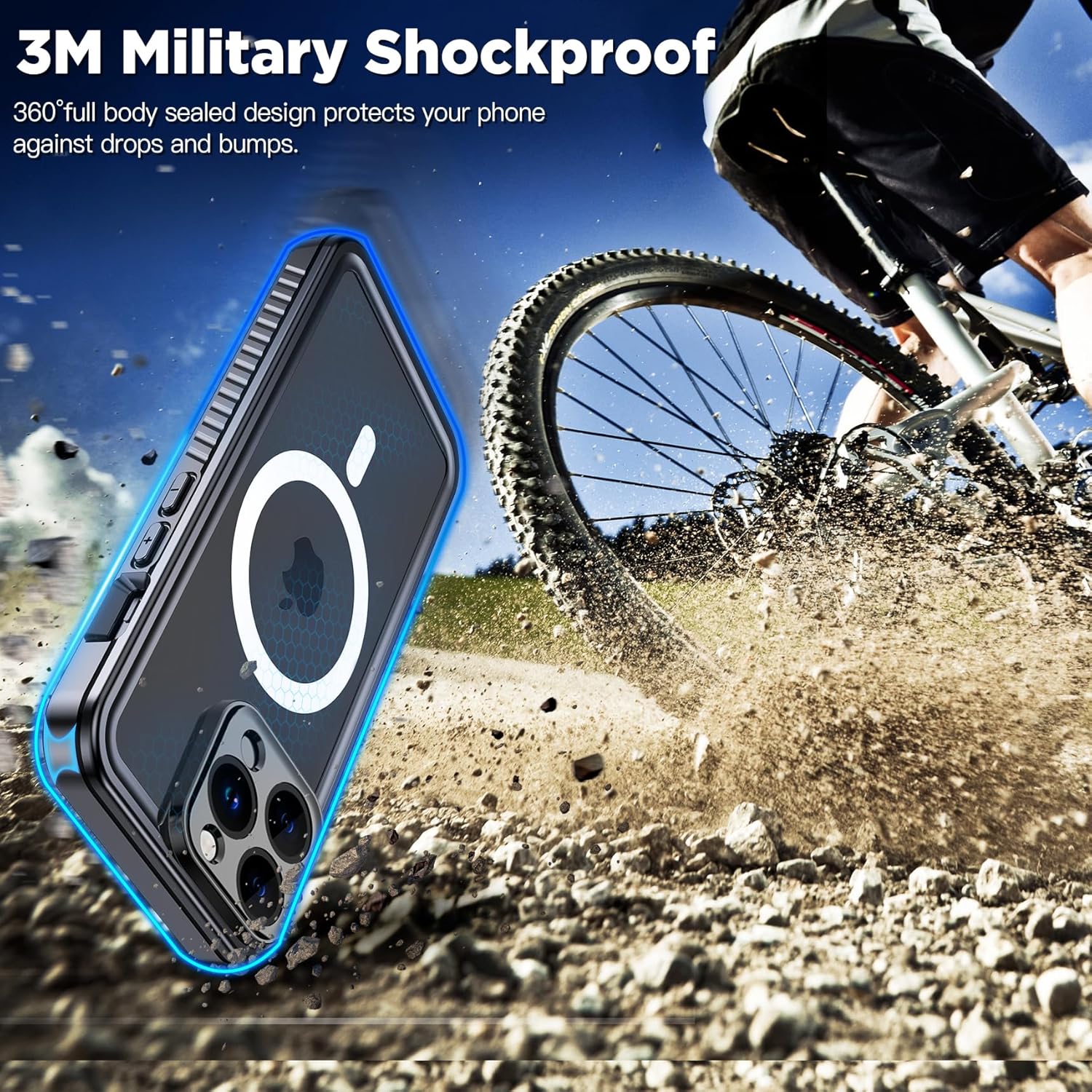 Unitedtime for iPhone 15 Pro Max Case Waterproof Magnetic with Built-in Screen Protector,[Compatible with MagSafe] Shockproof Dustproof Heavy Duty Full Body Protective Cover 6.7 Inch Black - Image 5