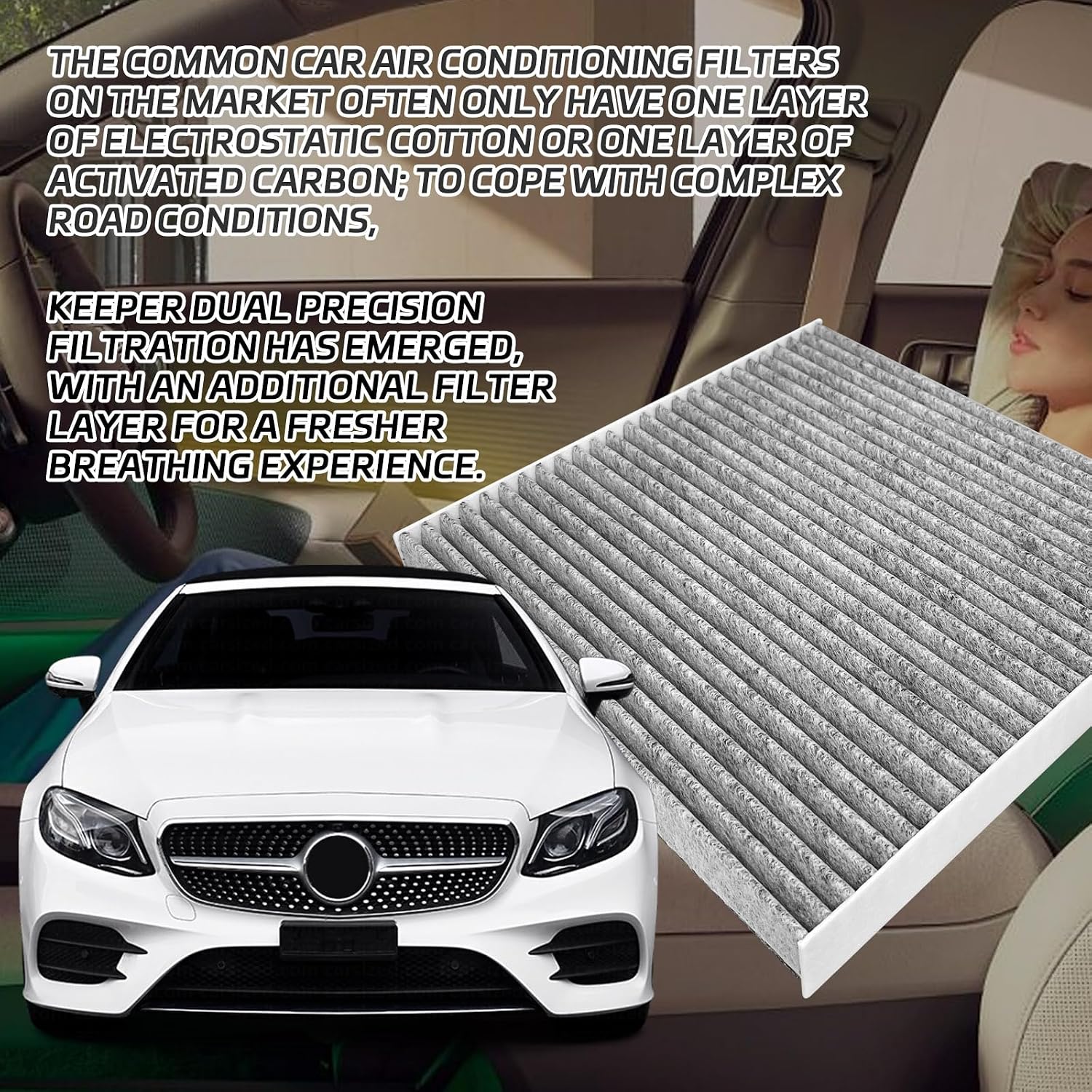 Cabin Air Filter Car Air Conditioner Filter with Activated Carbon Fresh Breeze Air Filter Element for Car Passenger CF10134 for Honda Accord Replacement Accessories