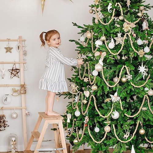 Miniatura 4 de Loetere 4 guirnaldas de cuentas de madera para árbol de Navidad de 72 pies, guirnalda de cuentas de madera de Navidad, decoración bohemia de