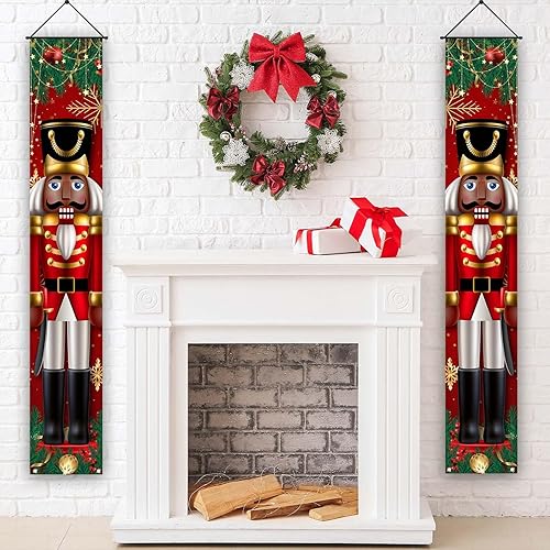 Miniatura 6 de Decoraciones navideñas negras de soldados de Navidad, pancarta para puerta, porche, decoración al aire libre, Navidad, invierno, vacaciones, hogar,